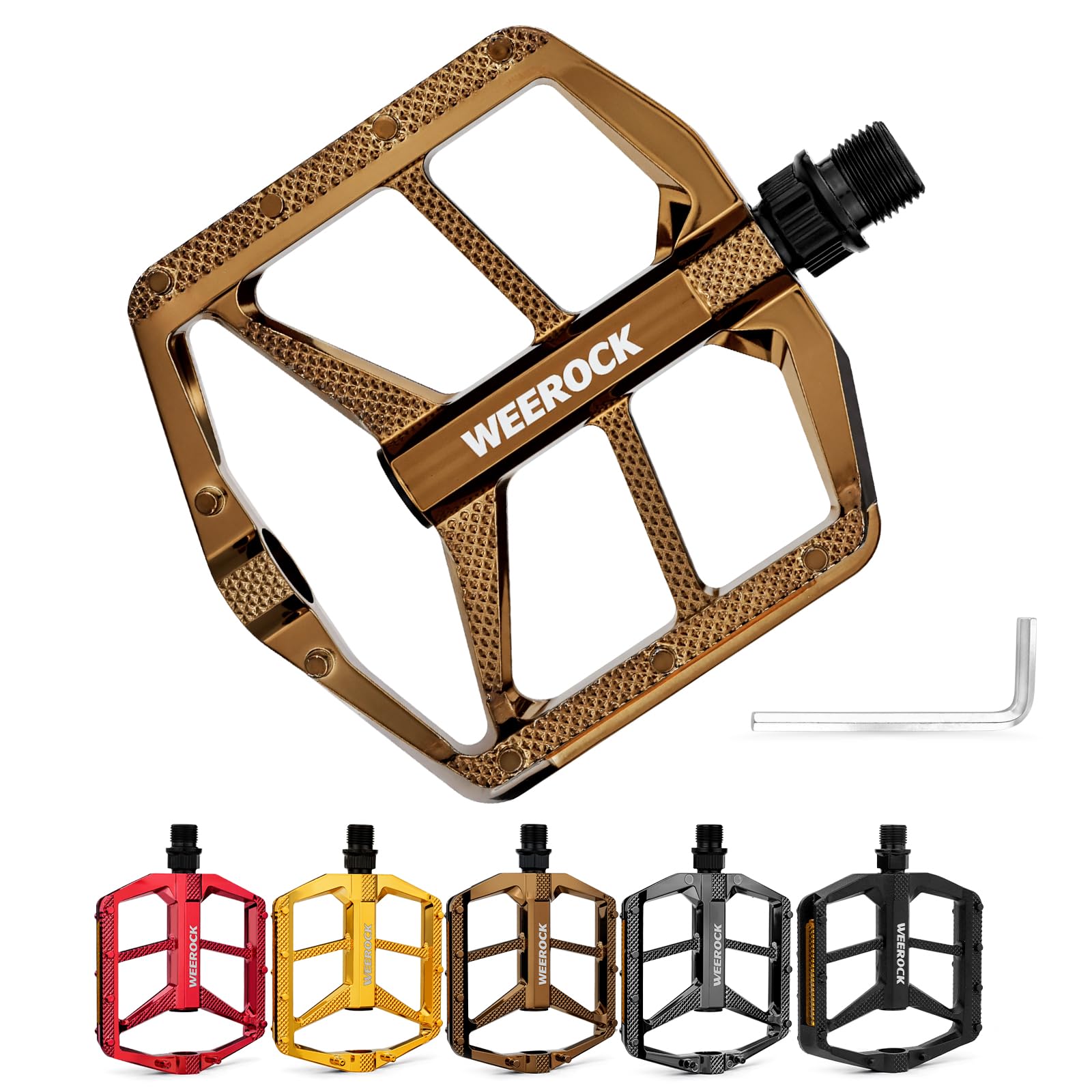 WEEROCK Bicycle Pedals Aluminium MTB Pedals with DU Bearing & Reflector