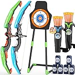 HYES 2 Pack Bow and Arrow for Kids, LED Light Up Archery Set with 24 Suction Cup Arrows, 1 Standing Target, 6 Score Targets & 2 Quiver, Indoor Outdoor Sport Gifts for Boys Girls Ages 4-8