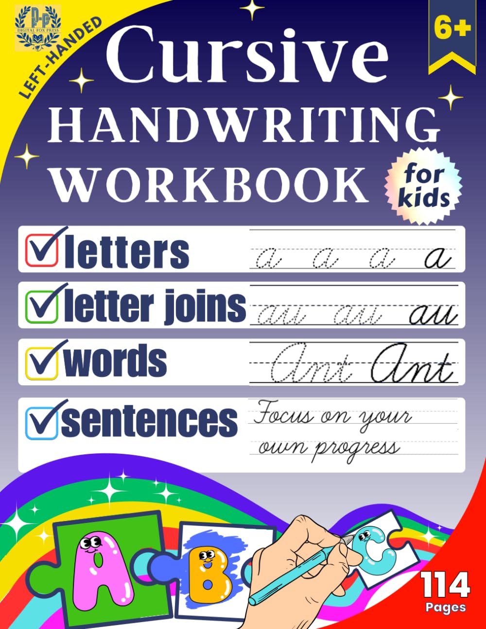 Left-Handed Cursive Handwriting Workbook for Kids: Mastering Cursive Writing for Left-Handed Children | the Perfect Practice for a Perfect Penmanship ... Letters,Letter joins, Words and Sentences