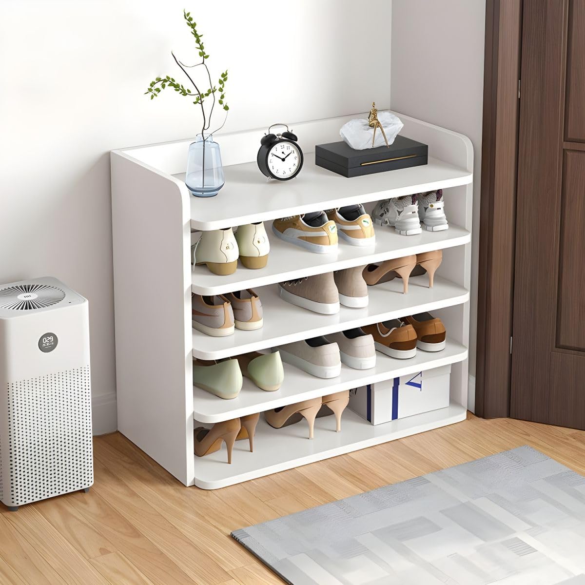 CraftThink 4 Tier Shoe Rack, Large Capacity Tall Shoe Shelf Free Standing Shoe Rack Organizer for Closet Entryway Garage Bedroom (White, 24.5" L x 10"