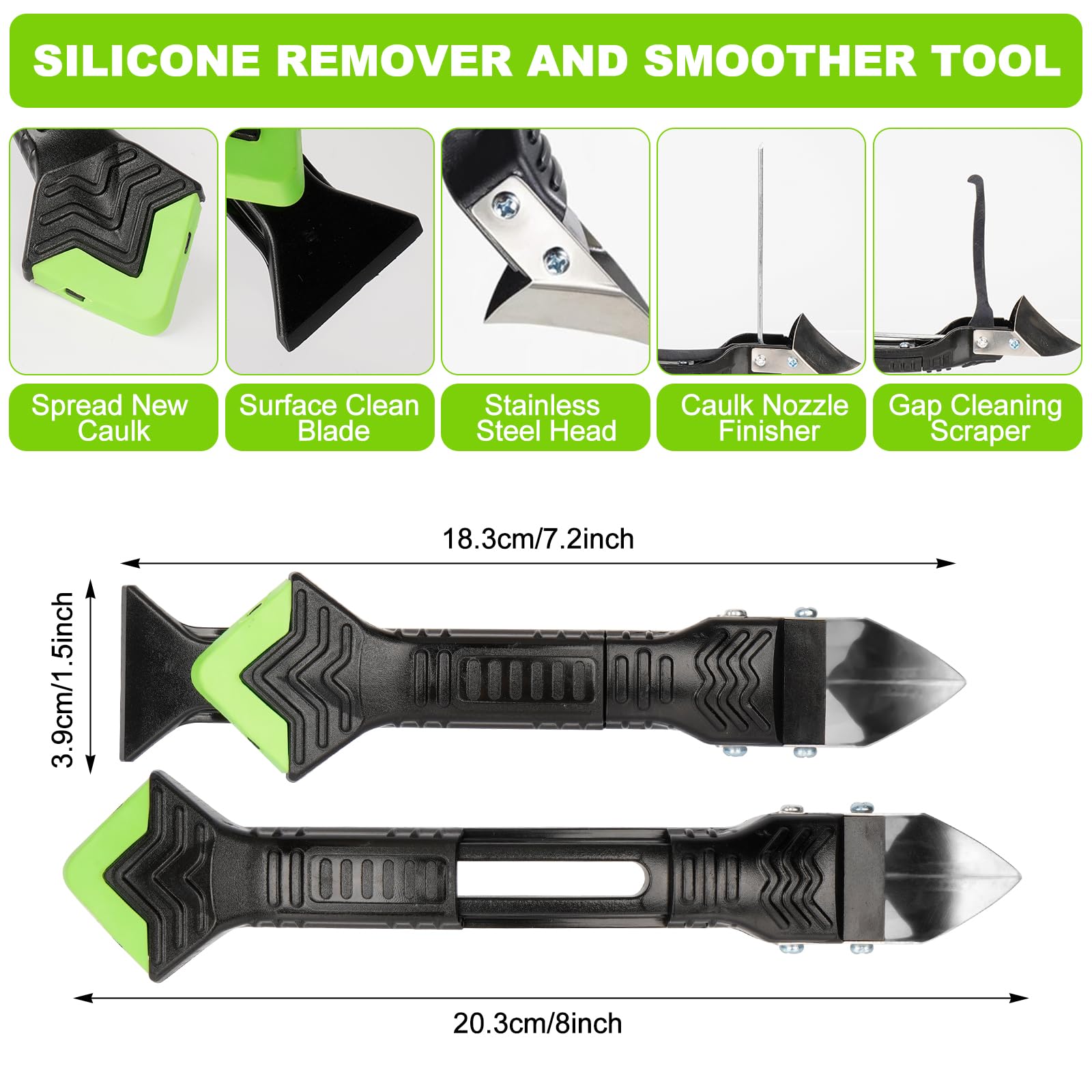 Strumenti per Calafataggio Silicone Kit 5 in 1, Raschietto e Spatola per Sigillante, Rimozione per Finestra