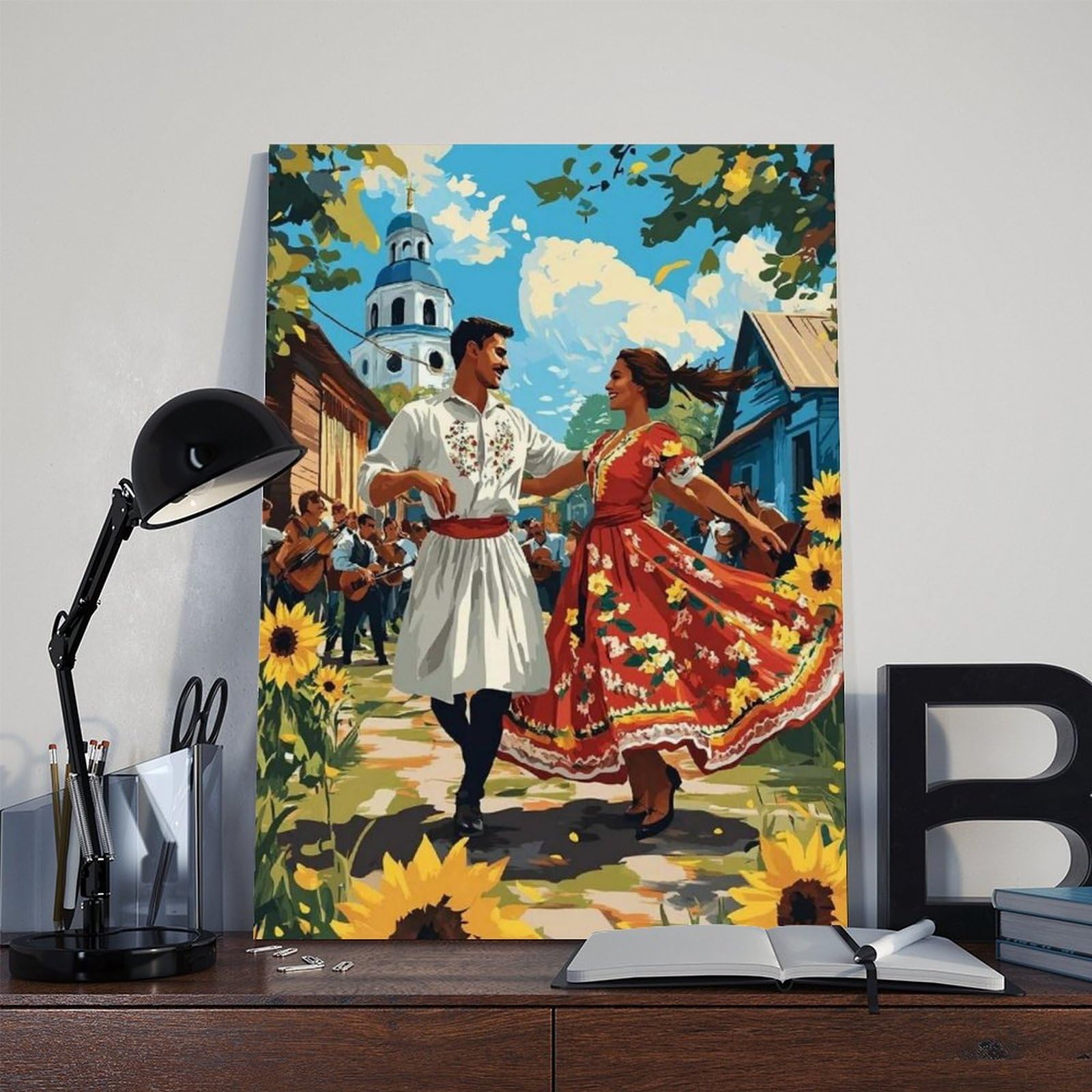 Stampa artistica di danza, poster su tela tradizionale per festival folk, decorazione per camera da letto, ufficio, stanza, regalo, 40,6 cm di lunghezza x 61 cm di larghezza