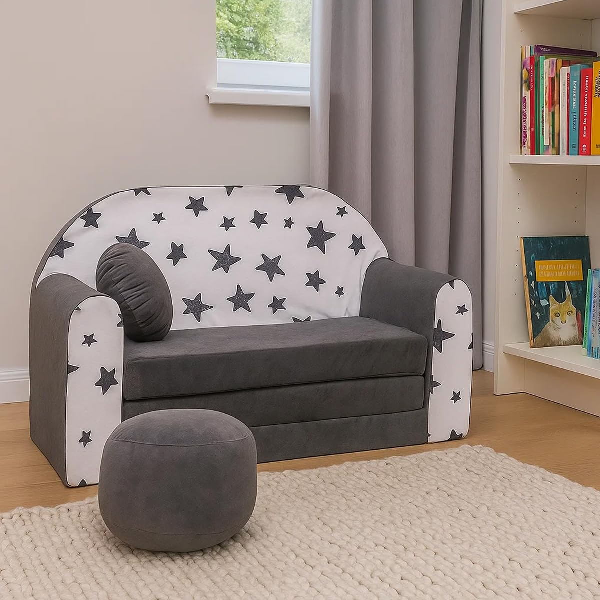 Kindersofa Kinder Couch mit Schlaffunktion ausklappbar 3in1 Kinder Sofa Spielsofa mit Bettfunktion Mädchen Jungen Sitzsack Minisofa Schlafsofa Kinderzimmer Schlafsessel (AC1)