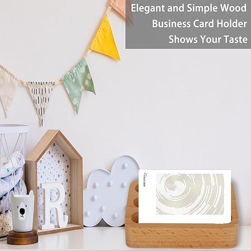 Miniatura 5 de 4 soportes de madera para tarjetas de presentación, 3 ranuras para tarjetas, soporte para tarjetas de visita de madera, 4.5 x 2.7 x 1.9 pulgadas,
