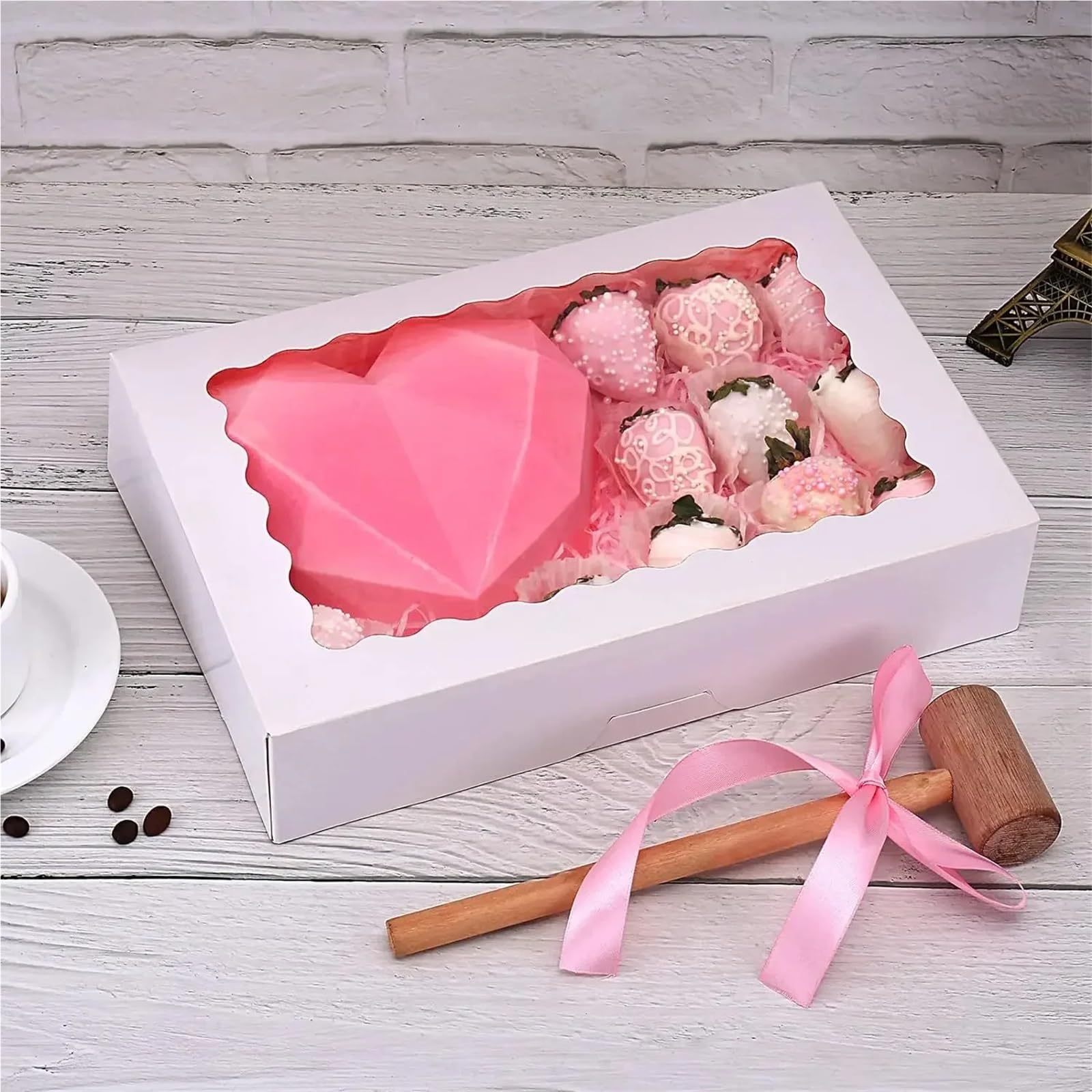 Caja Para Tartas Cajas multiusos for repostería con ventana, for galletas, dulces, tartas, magdalenas y donuts(White20pcs)