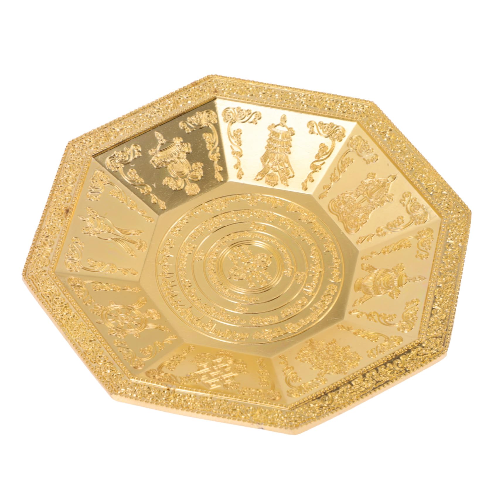 Plato budista octogonal decorativo para altares meditación y salones zen