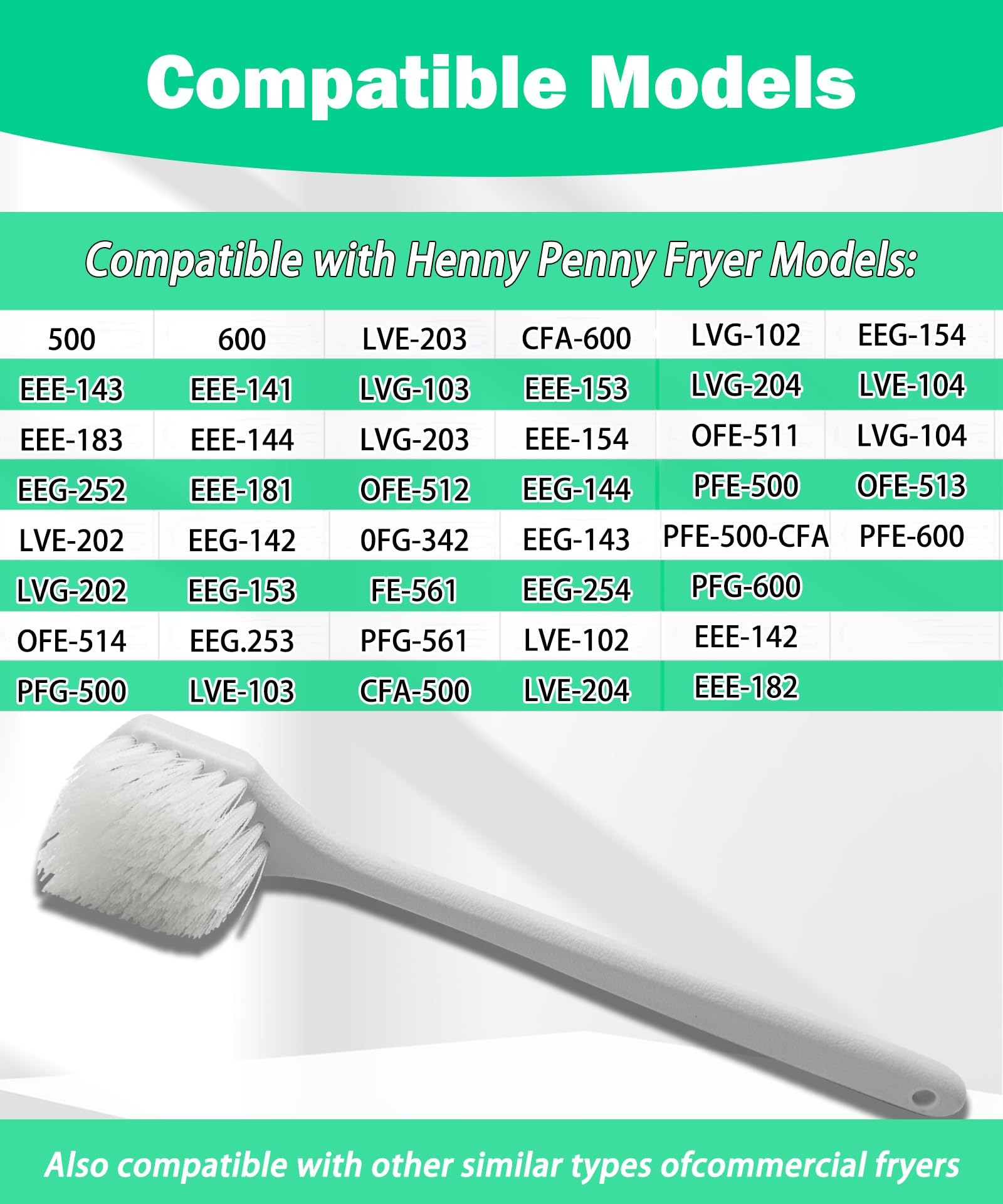 High Heat Resistant Nylon Fryer Brush Fits for Deep Fryers, Grills, Ovens & Waffle Makers,Replacement for Henny Penny 12116 Fryers Brush - 20'' Long Handle