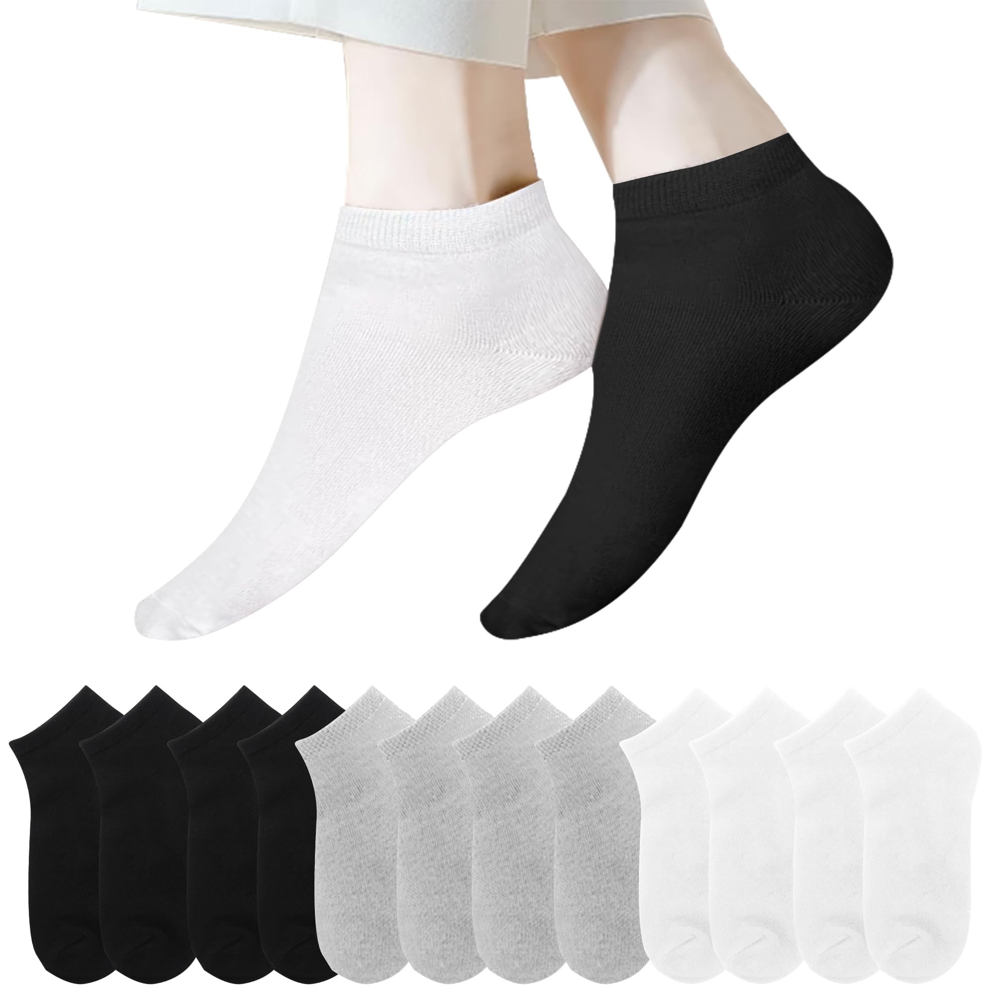 Lakpoau Chaussettes Basses Homme Femme lot de 12 Paires Socquette Sport Coton Socquettes Respirant Courtes Chaussette Femme Coton Courtes Bassese - 2