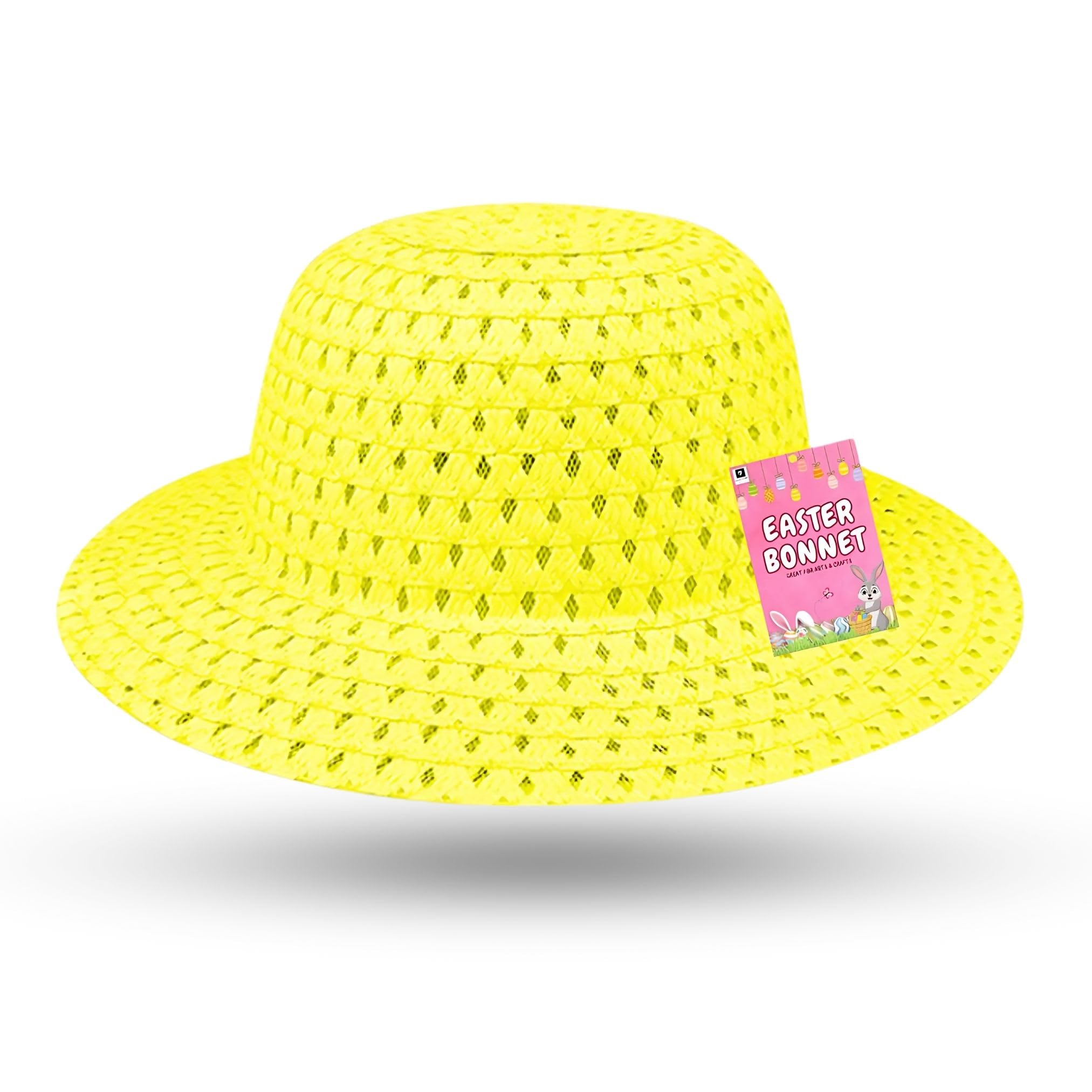 AKH® Easter Bonnet Hat | One Size Kids and Teens | Ready to Wear Easter Hat for Kids, Girls & Boys | Perfect for School Competitions, Parades & Spring Celebrations (Yellow)