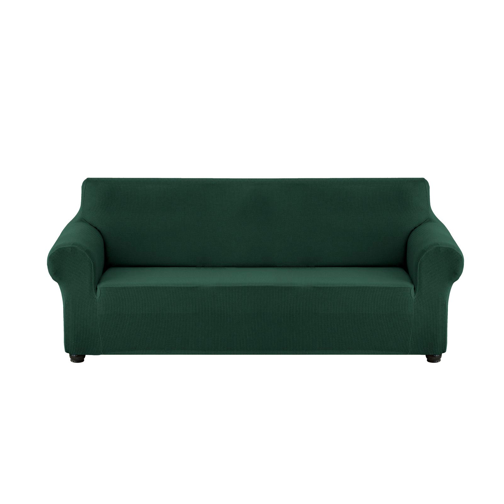 Housse de canapé élastique 2 places vert foncé en tissu élasthanne extensible moderne