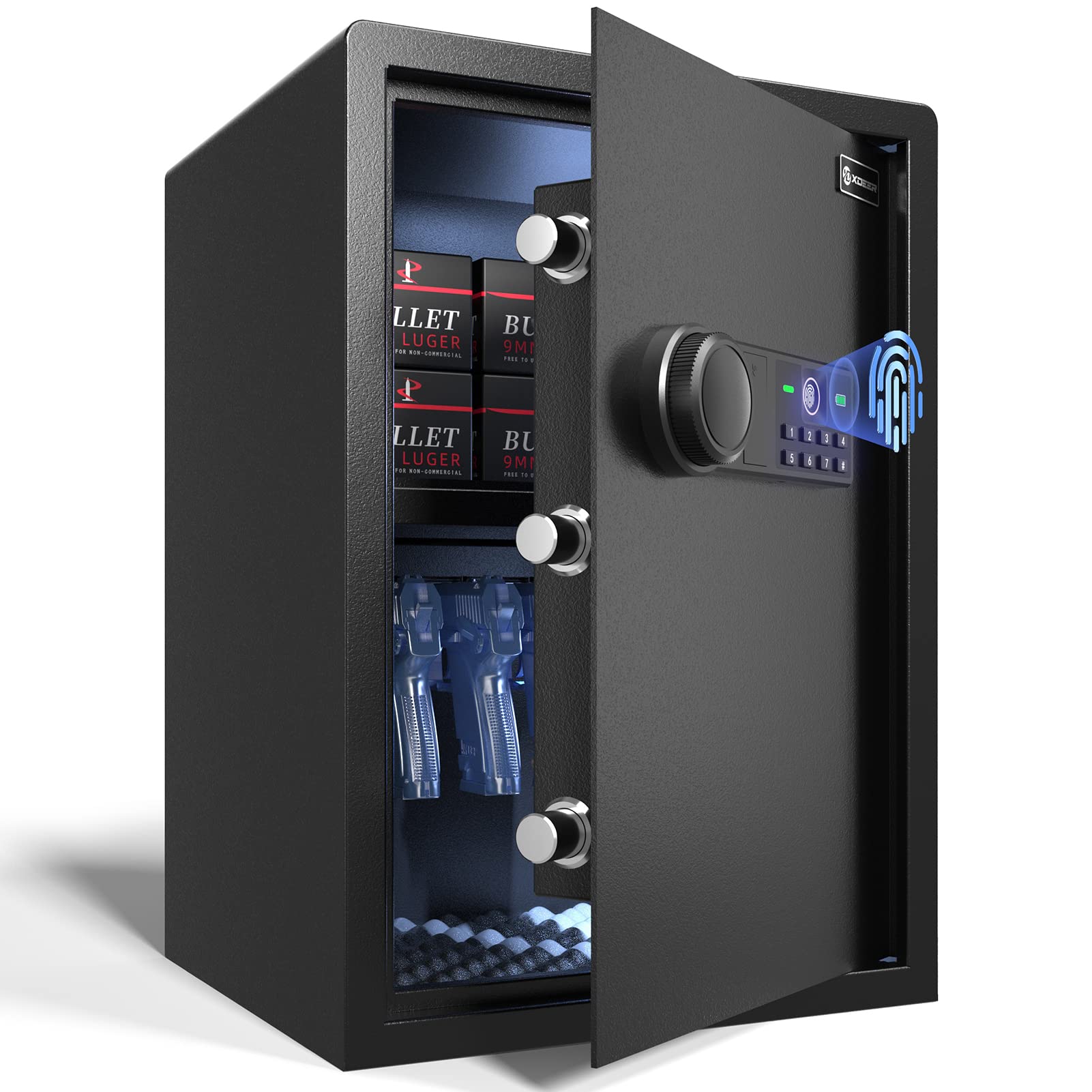 Photo 1 of XDeer Biometric Gun Safe Box, 2.04 Cubic Quick-Access Security Safe Box with Upgraded Fingerprint and Gun Rack, Steel Handgun Safe Lock Box