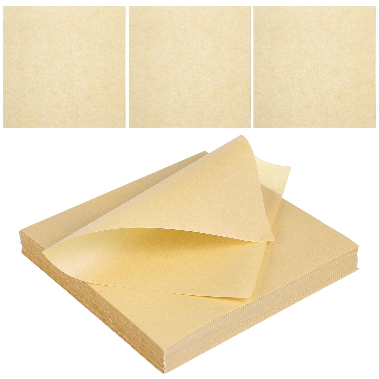 Papier Absorbant Anti-graisse 500 Feuilles 18x18 Cm en Kraft Naturel, Tapis Résistant à L'huile pour Cuisson Friture, Barbecue et Pâtisserie, Accessoires la Cuisine Jetables