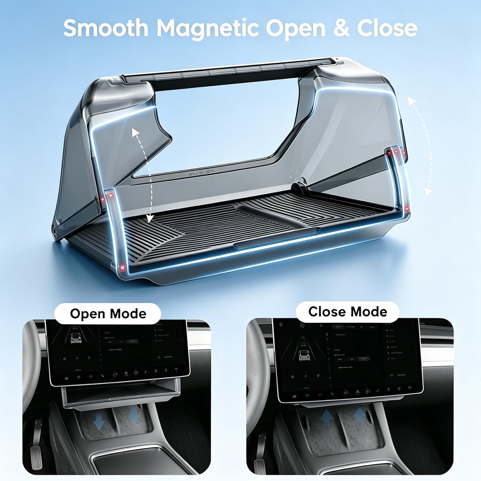 Organiseur de rangement sous écran pour Tesla Model Y Juniper 2025-2026 (Standard, Premium et Performance) et Model 3 2024-2026, plateau organiseur dissimulé pour console centrale, installation rapide