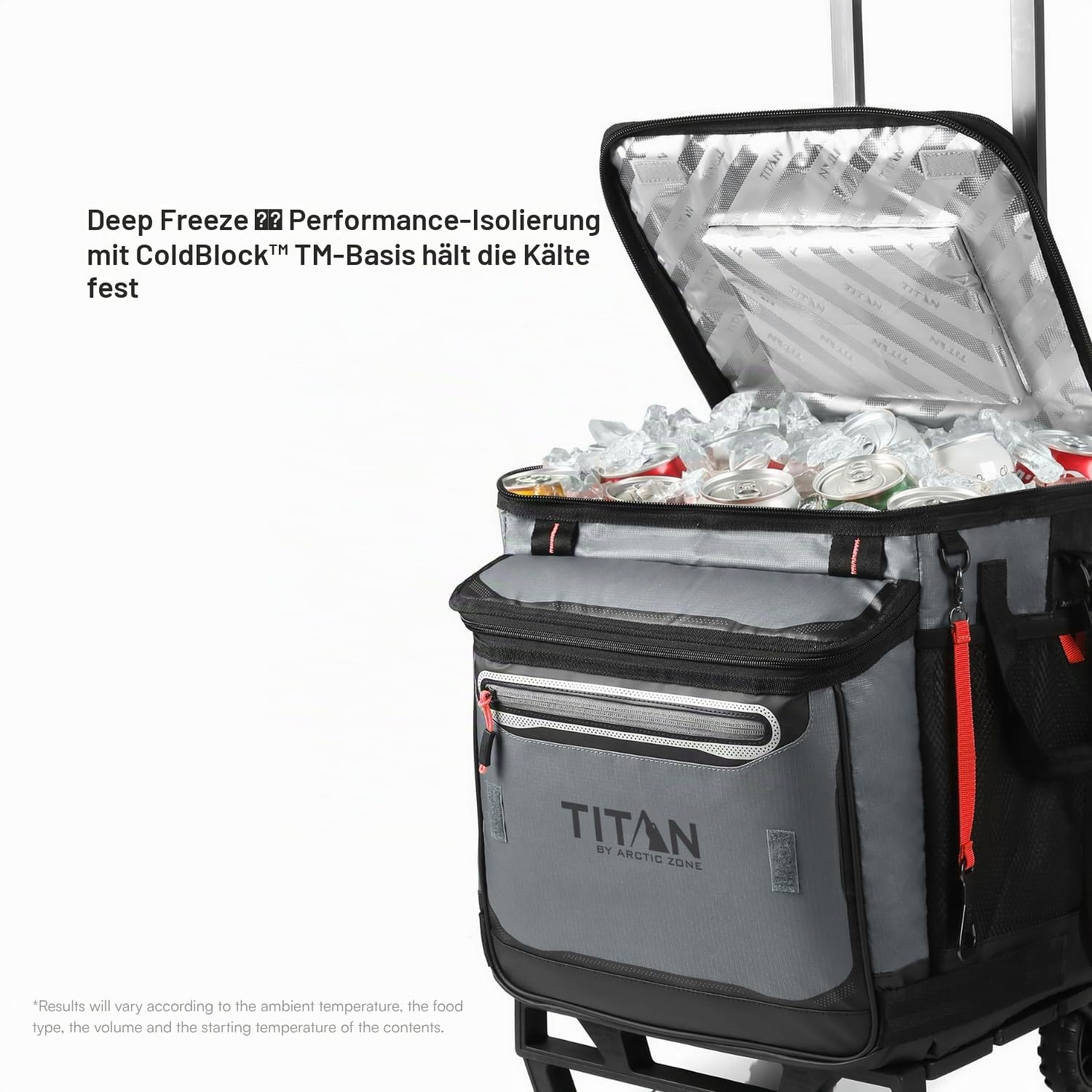 Titan Deep Freeze 60 (50+10) Dosenkühler mit Rädern und Rollwagen