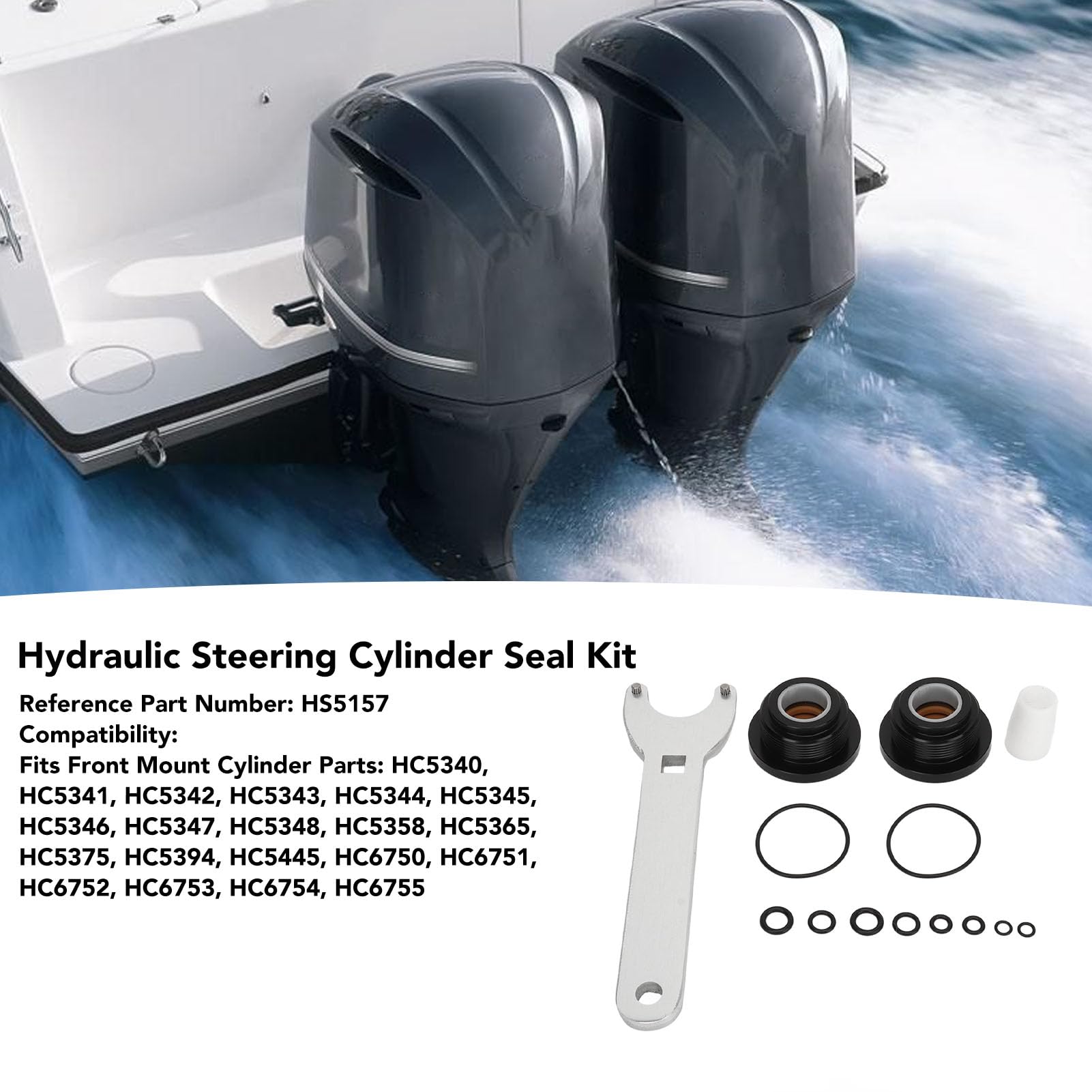 Kit Guarnizioni Cilindro Sterzo Idraulico, Kit Sterzo Idraulico Per Barca, Kit Guarnizioni Cilindro Sterzo Idraulico Montaggio Anteriore Hs5157 Set O-ring Chiave a Spillo Per Hc5340 Hc5341 Hc5342 Hc53