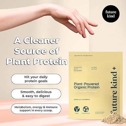 Miniatura 2 de Future Kind Proteína vegana en polvo, batido de proteínas a base de plantas para el crecimiento muscular y el control de peso, con polvo de proteína
