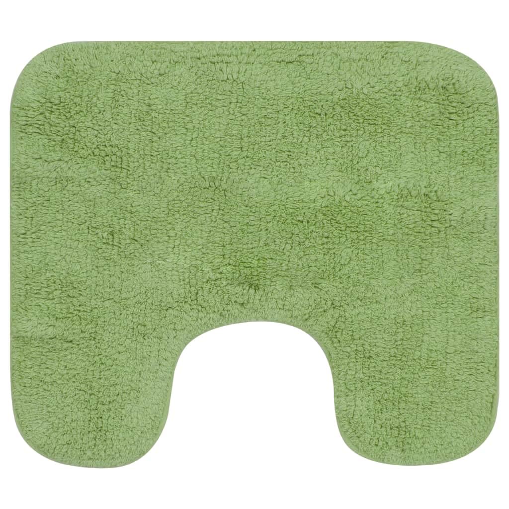 Set di 2 tappetini da bagno in 100% cotone, antistatico, assorbente, fondo antiscivolo, tappetino per WC per calore e comfort, facile da pulire, verde