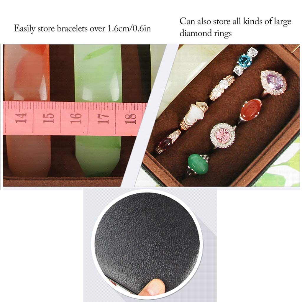 Schmuckschatulle, tragbare Schmuckschatulle, 5 Fächer, Schmuckschatulle für Damenarmbänder, Schmuckschatulle mit Reißverschlussdeckel, Reise-Schmuck-Organizer für Jadearmbänder, Schmuckschatulle