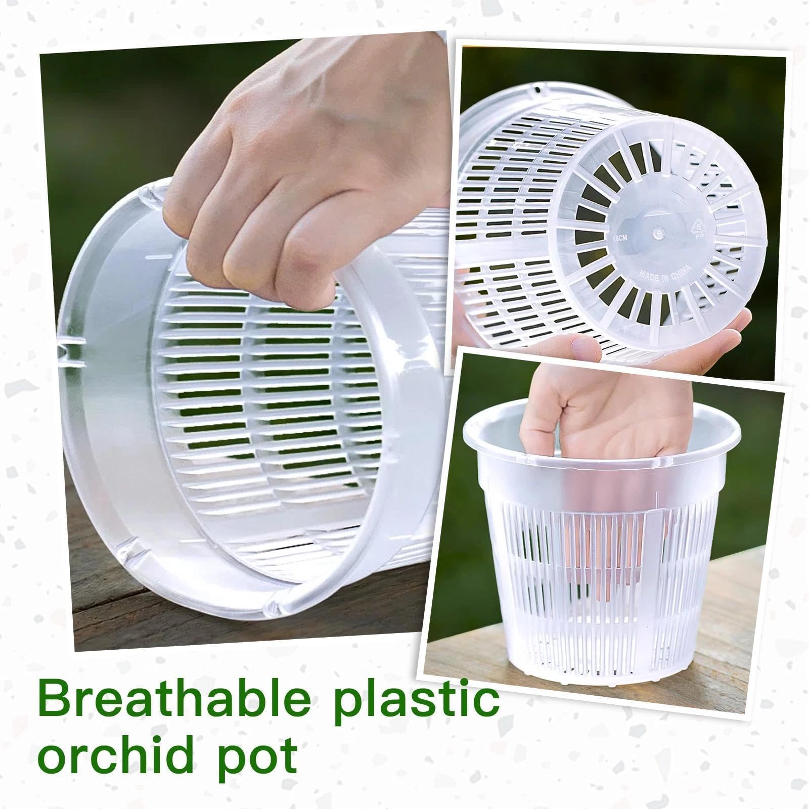 Set da 9 Vasi Trasparenti per Orchidee in Plastica, 11/14/16 cm con Foro di Drenaggio, Vasi per Piante da Interno, Fioriere, Balcone e Giardino, Cachepot per Orchidee e Piante da Appartamento