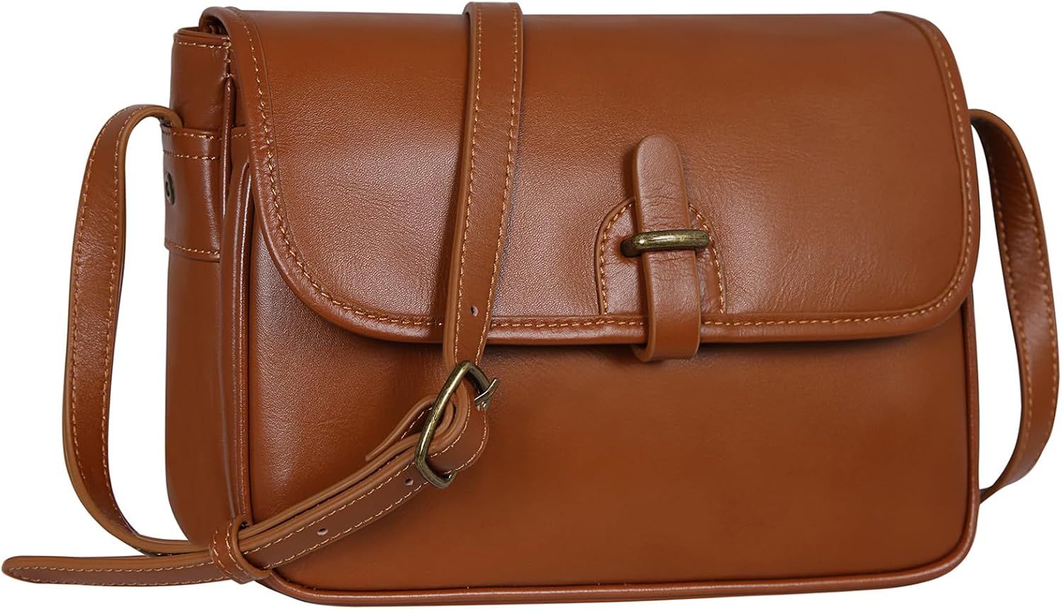 HESHE Crossbody Bag Genuine Leather Purses for Women Fashion Ladies Handbag with Multi Compartments