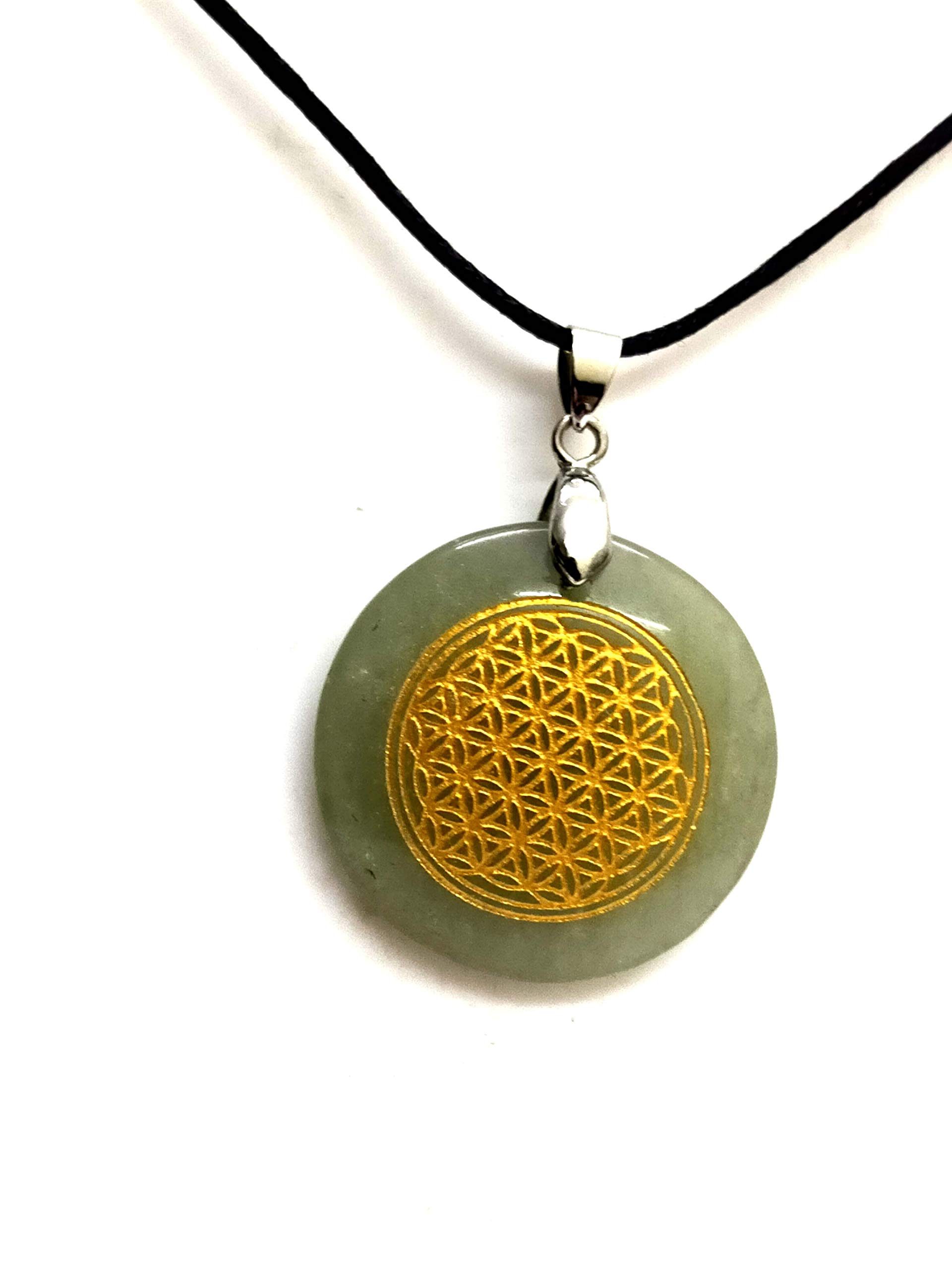 Green Aventurine Flower of Life Sacred Geometry Crystal Pendant for Men and Women-image-33