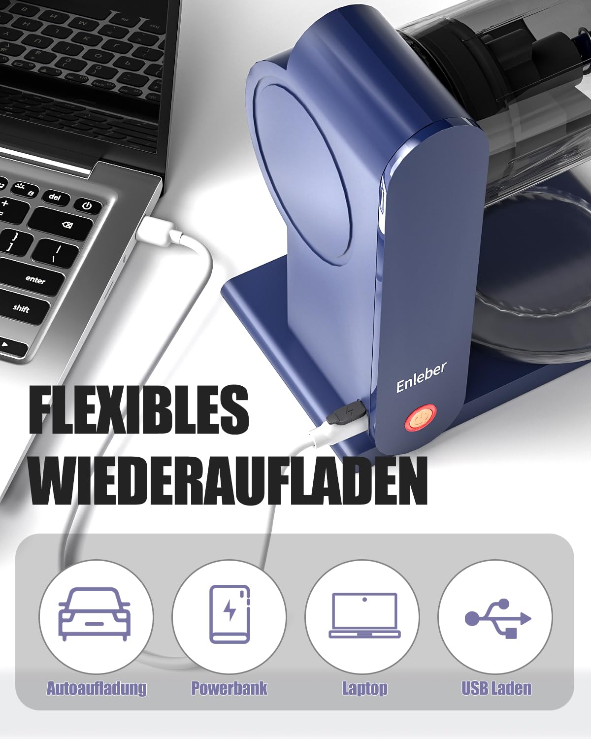 Enleber Slushy Maker Slush EIS Maschine Rasiereis-Maschine Edelstahlklinge Silikoneisfolien Schneeeis-Maschine dunkelblau