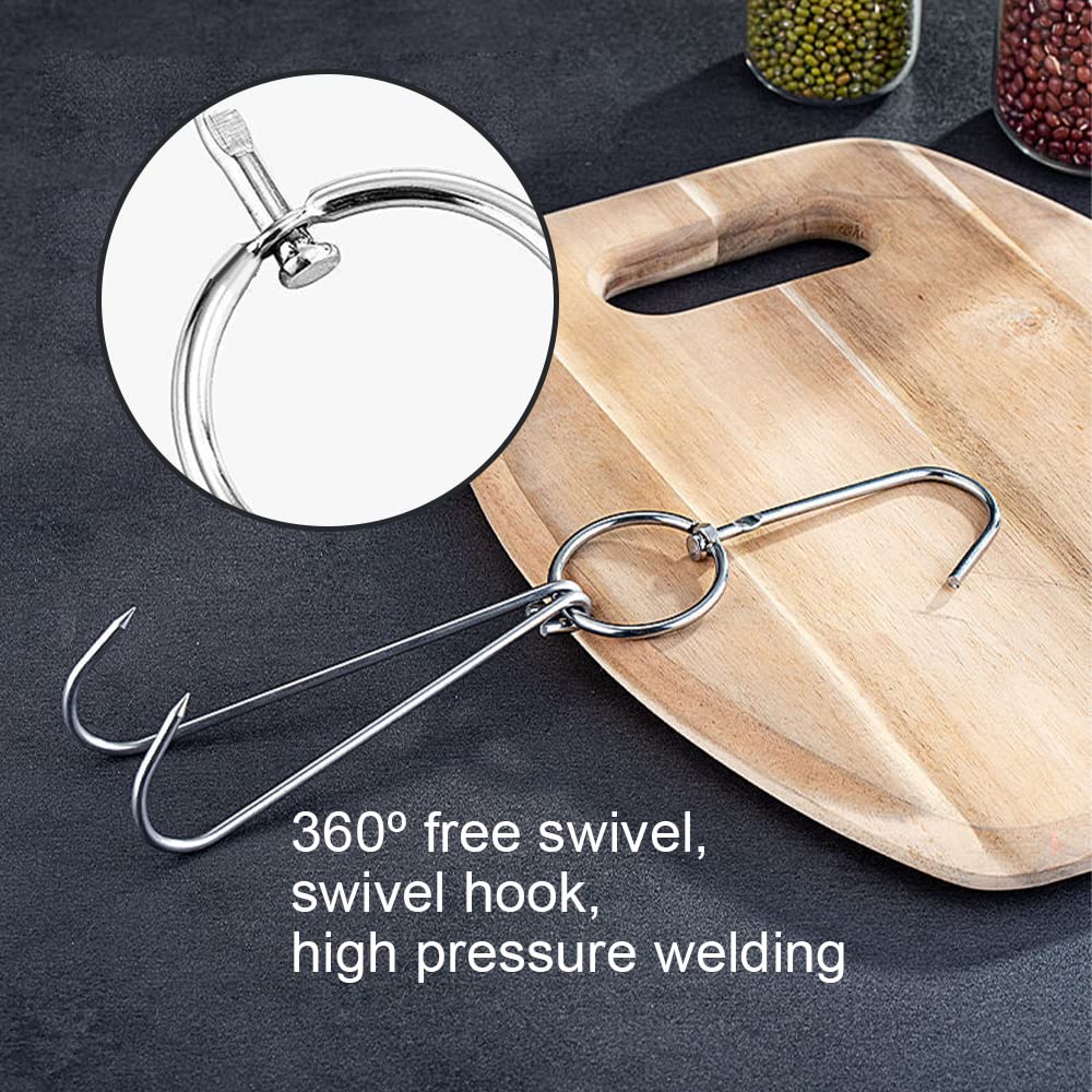 6pcs Stainless Steel Meat Hooks Hanging Ring Butcher Farmer Chef Meat Hook Rack