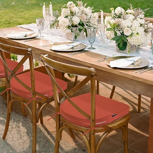 Miniatura 3 de Favoyard Cojines para sillas de exterior de 17 x 16 x 2 pulgadas, juego de 4 cojines de asiento impermeables para muebles de patio con funda