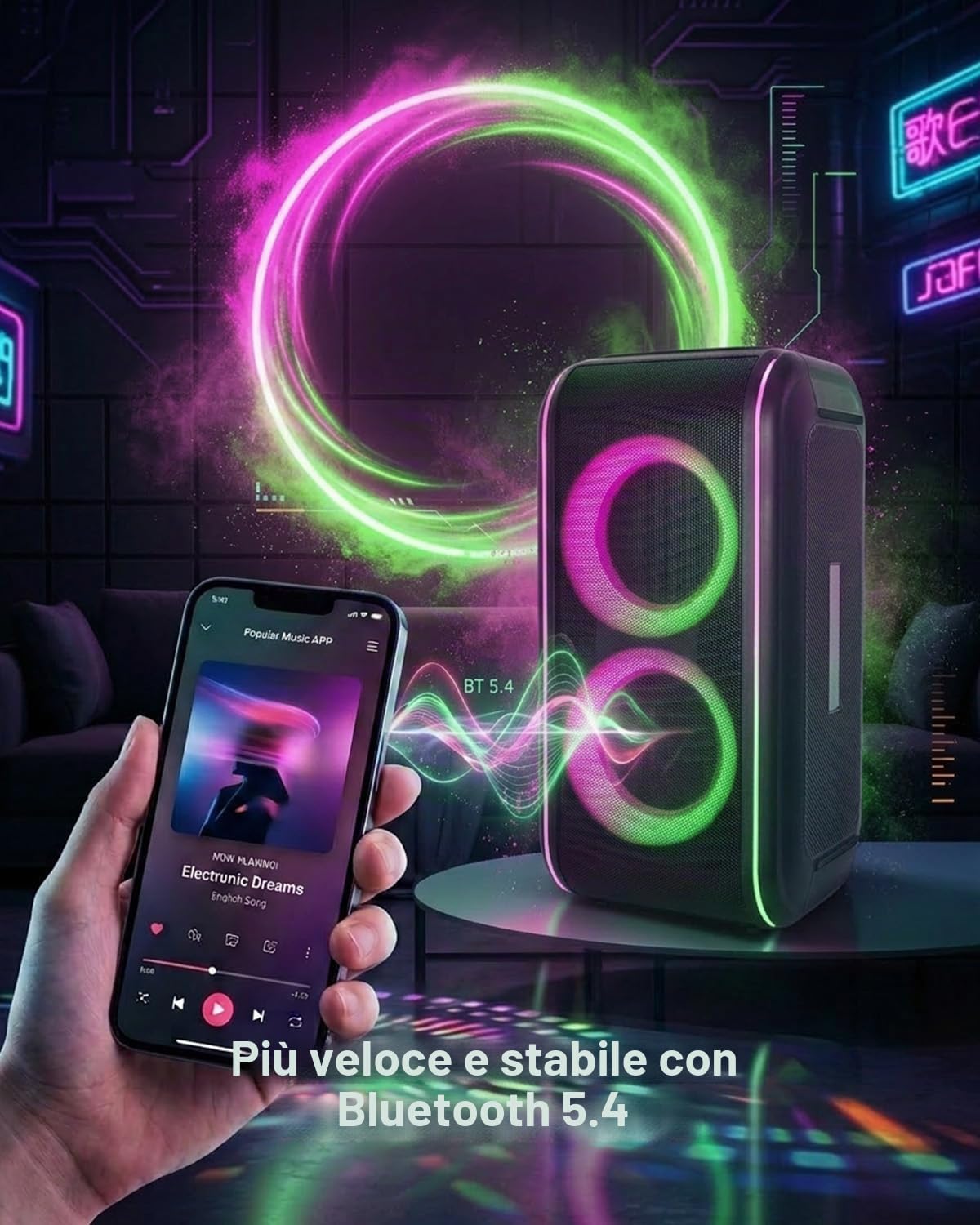 GKD62 Macchina Karaoke, Cassa Bluetooth 400W con 2 Microfoni Wireless