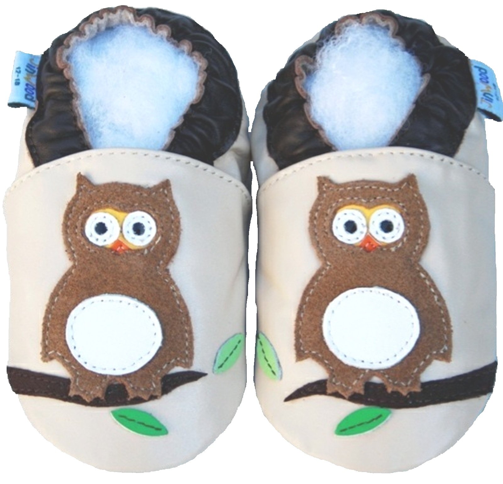 Soft Sole Leather Baby Shoes Infant Toddler Child Kid boy Crib Shoes Owl Beige (24-30month, Beige)