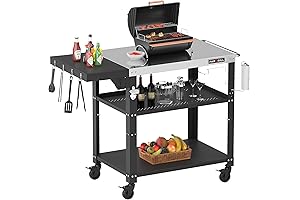 46.6" L x 20" W Outdoor BBQ Grill Table with Movable Side Table