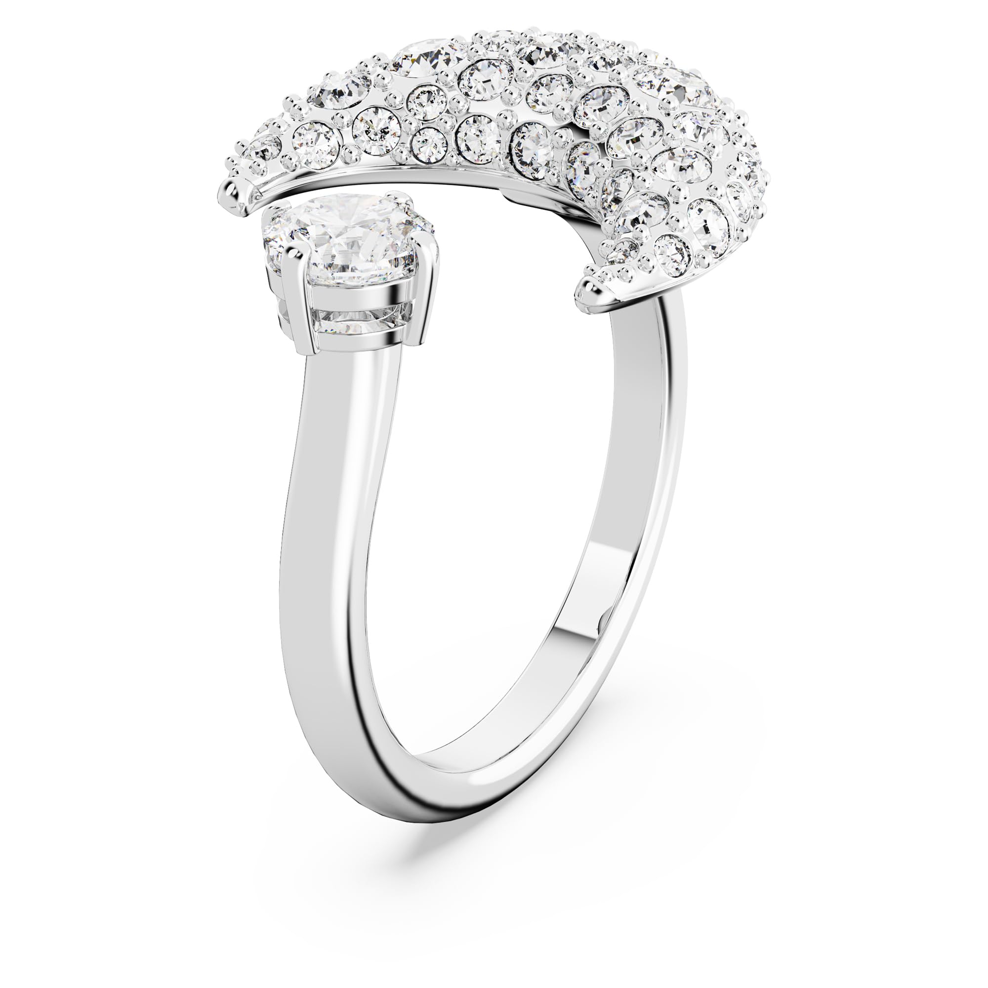 Swarovski Luna Colección anillo abierto, luna, blanco, chapado en rodio