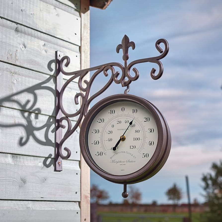 Kitabetty Wall Hanging Outdoor Clock, Double-Sided Outdoor Garden Clock Detachable Rust Proof 30×37×9cm