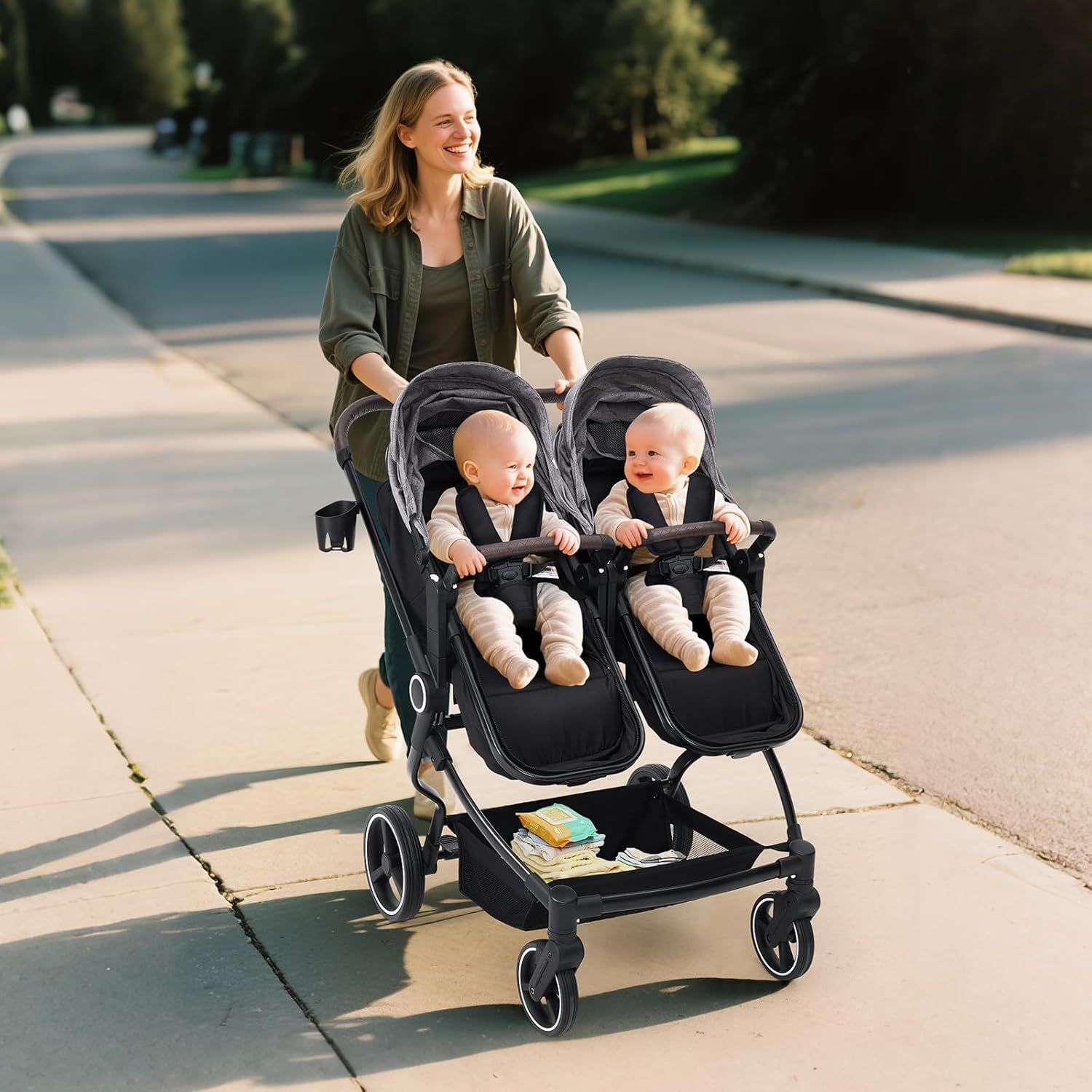 Zwillingsbuggy 0-3 Jahre Leicht Handlich Doppelkinderwagen Sonnenschutzsegel Double Pushchair