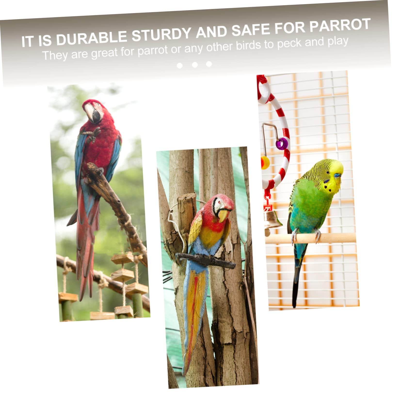 Yardwe 4 Pièces Jouet à mâcher Perroquet créativité Jouets Chime Shape Oiseau Accessoires Cage Perruche Perroquet pour Animaux de Compagnie Mordre Petit Perroquet os de seiche