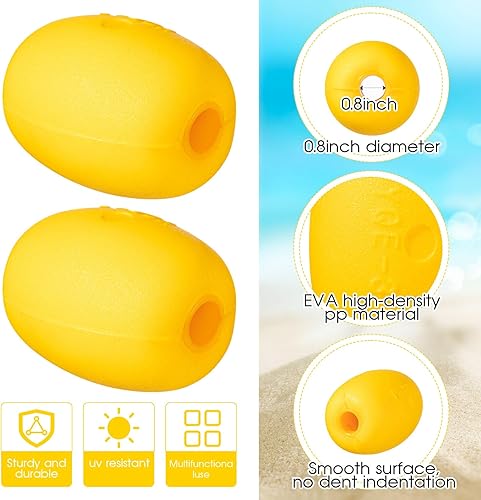 Miniatura 3 de Poen 6 flotadores de cuerda flotadora de boyas marinas, 4 x 3 pulgadas, agujero de 45 pulgadas, marcador de pesca en aguas profundas, anclaje para