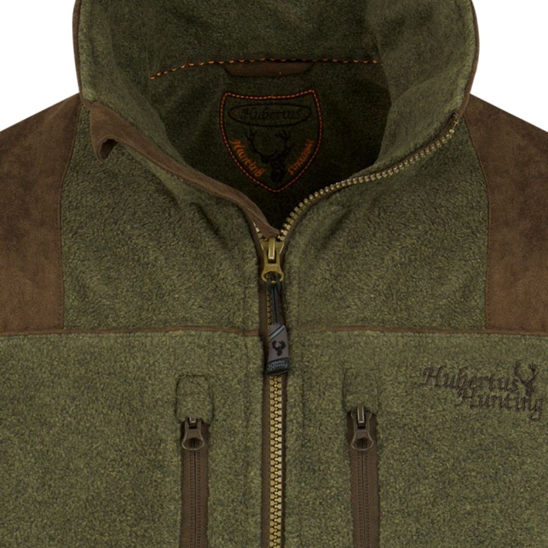 HUBERTUS Zabelstein - Chaqueta de caza de forro polar para hombre con ribete en hombros y codos, color marrón oliva