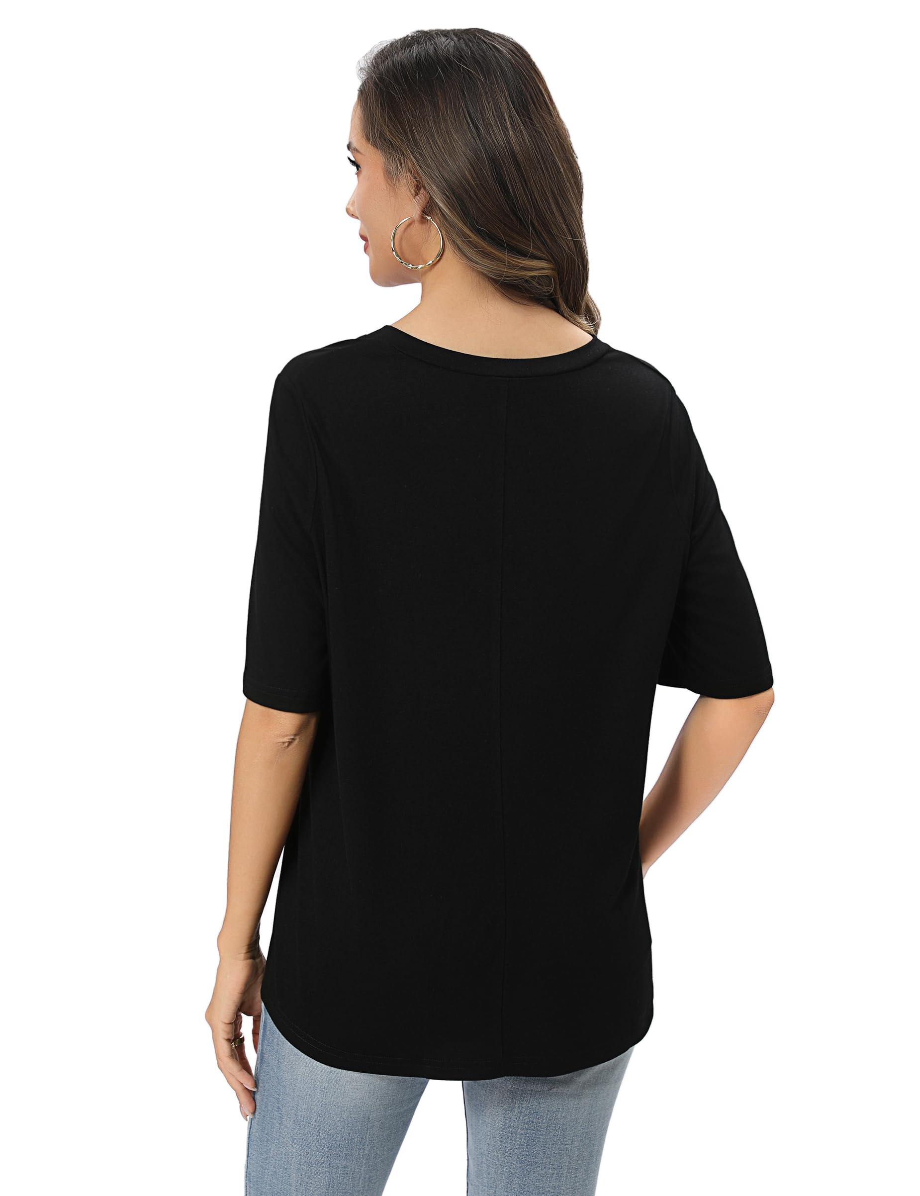 Litherday Camiseta de Mujer Verano Manga Corta con Cuello en V Estampada Top Suelto Casual para Uso Diario