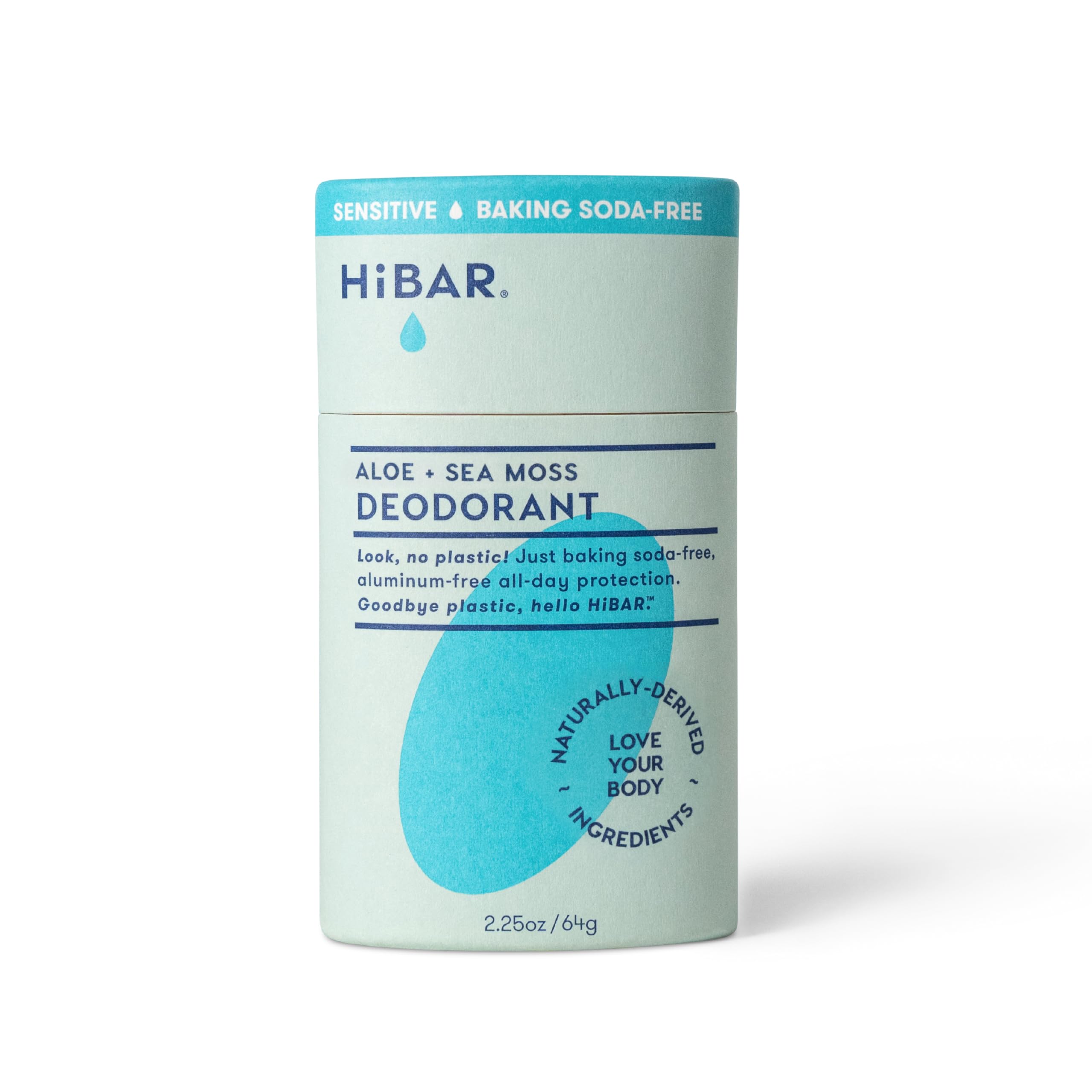 HiBAR Sensitive Deodorant with Sea Moss & Aloe - Gentle on Skin, Neutralizes Odor, Absorbs Moisture, Smooth Application, Long-Lasting Protection, Aluminum & Paraben Free