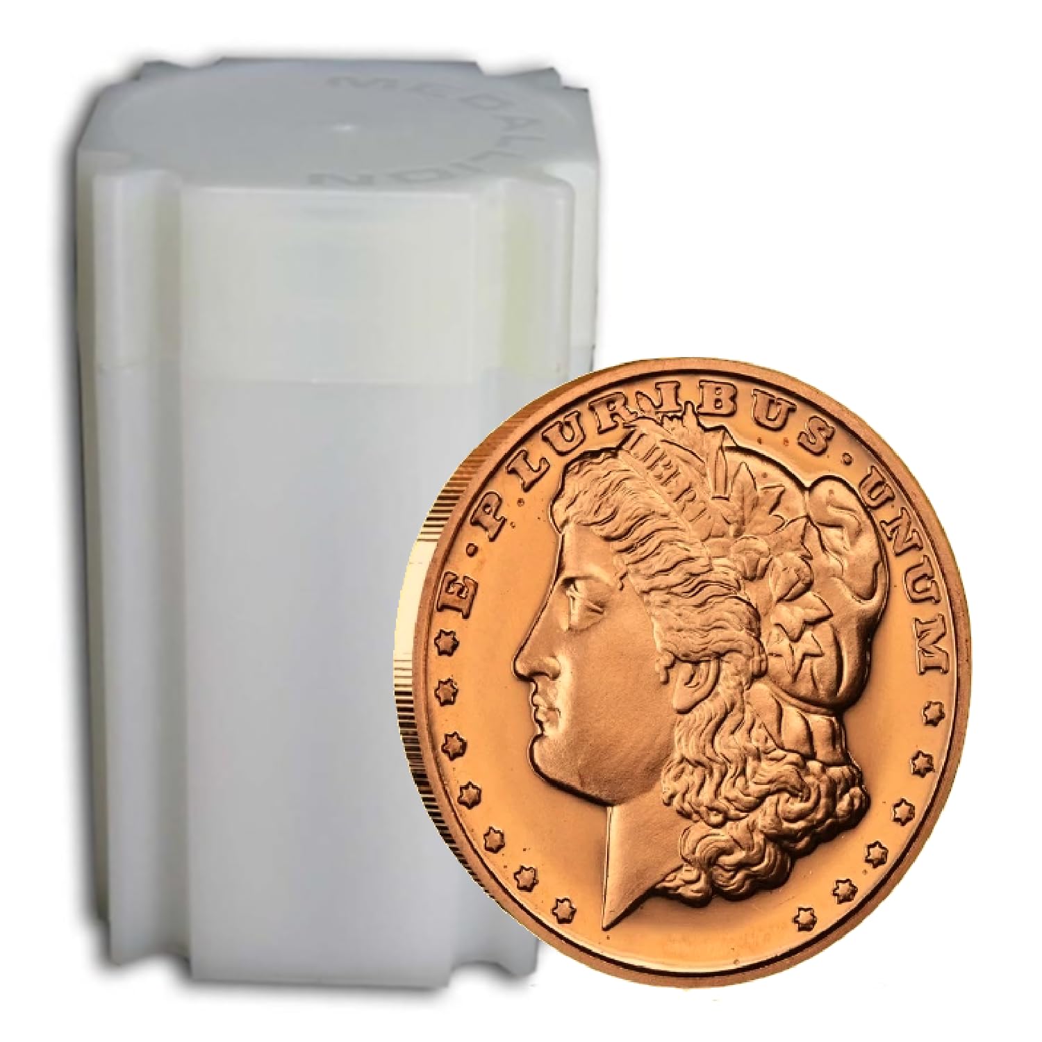Twenty 1 Oz. Morgan Dollar Copper Coin .999 Fine Copper Bullion Art Rounds in Coin Tube by Unique Metals