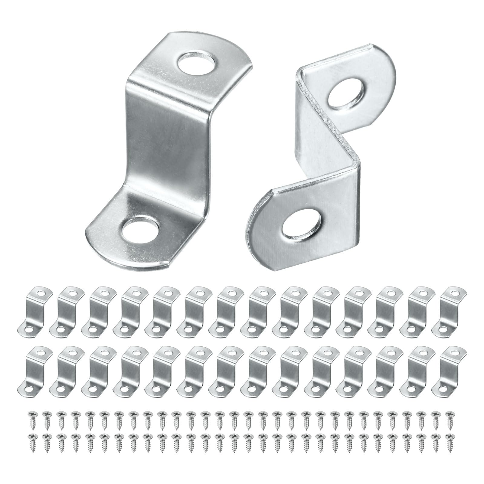 M METERXITY 30Pcs Offset Canvas Clips 1.19 x 0.52in with 60 Screws, Silver