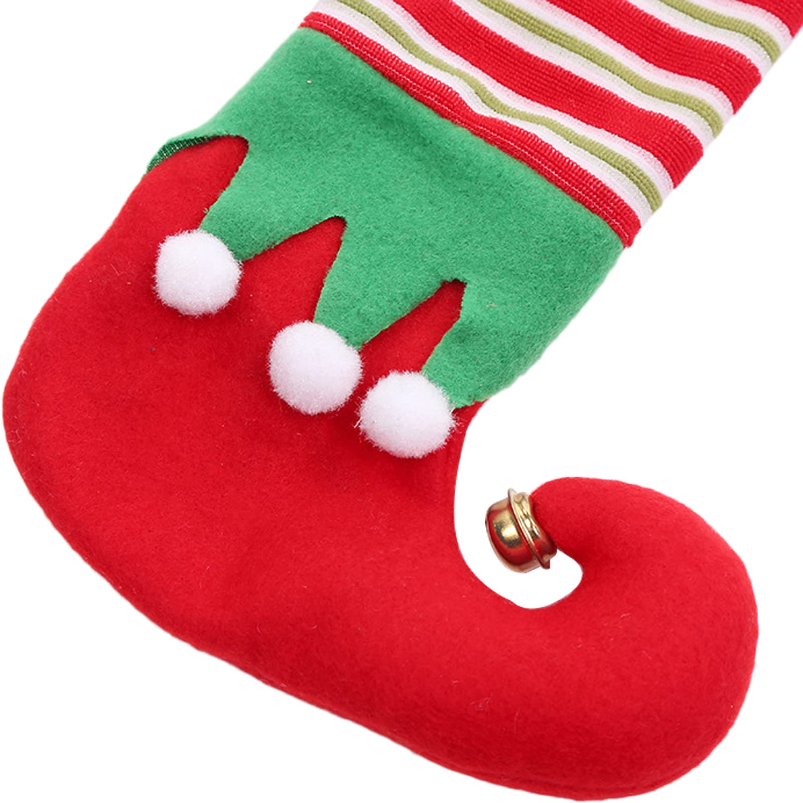 4 Coprigambe Per Sedie Natalizie A Forma Di Calza Da Elfo - Rosse A Strisce, Decorazioni Da Tavolo Per Natale, Vestibilità Universale
