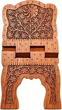 Mothers Day Wooden Wooden Quran Stand Folding Book Holder Hand Carved Rehal for Quran, Bhagavad Gita, Bible & Prayer Books Portable Book Reading Stand Home Decor Gift