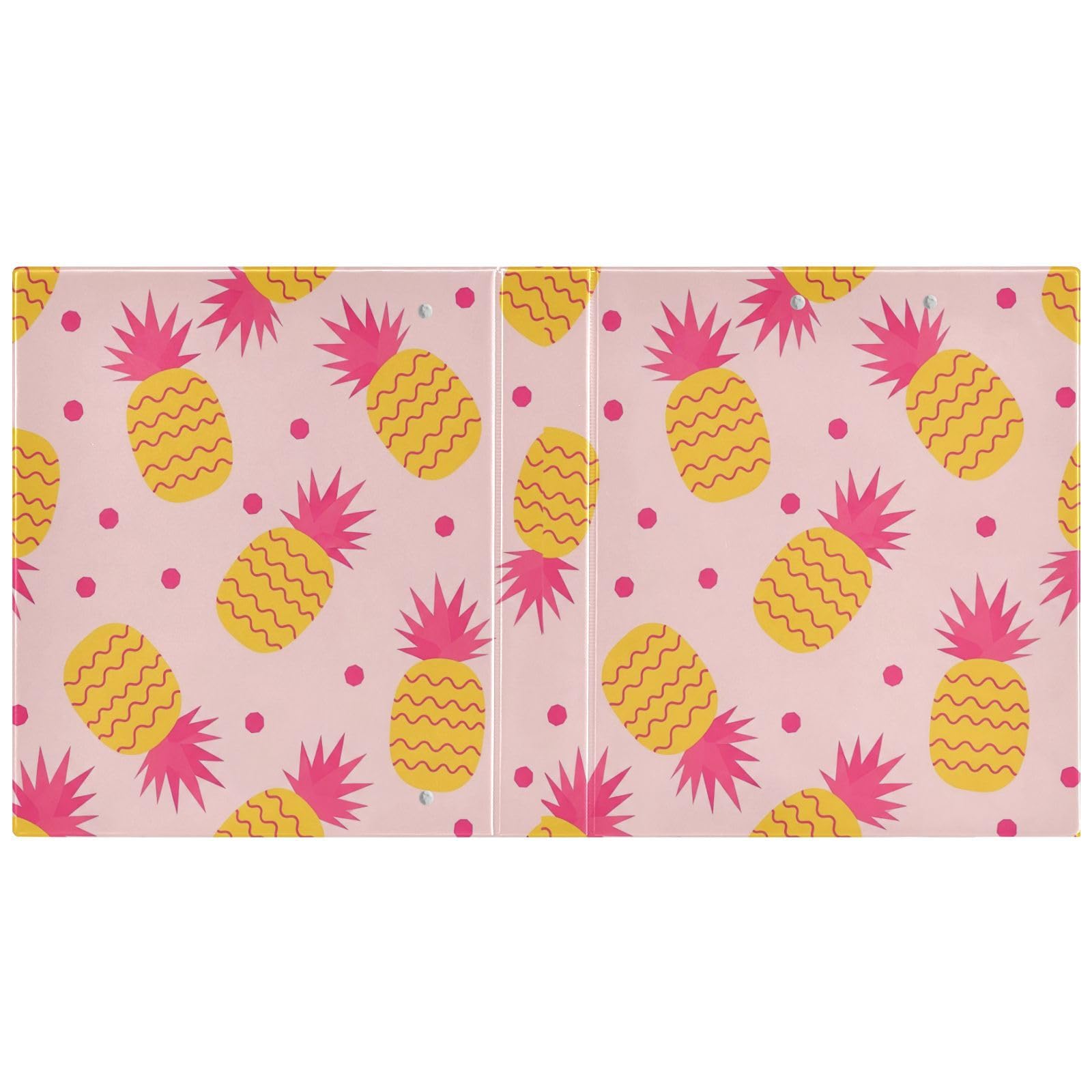 Carpetas de 3 anillos de 1.5 pulgadas con diseño de piñas amarillas brillantes, carpeta de anillos redondos con clip de metal, organizador A4 para el hogar y la oficina, paquete de 2