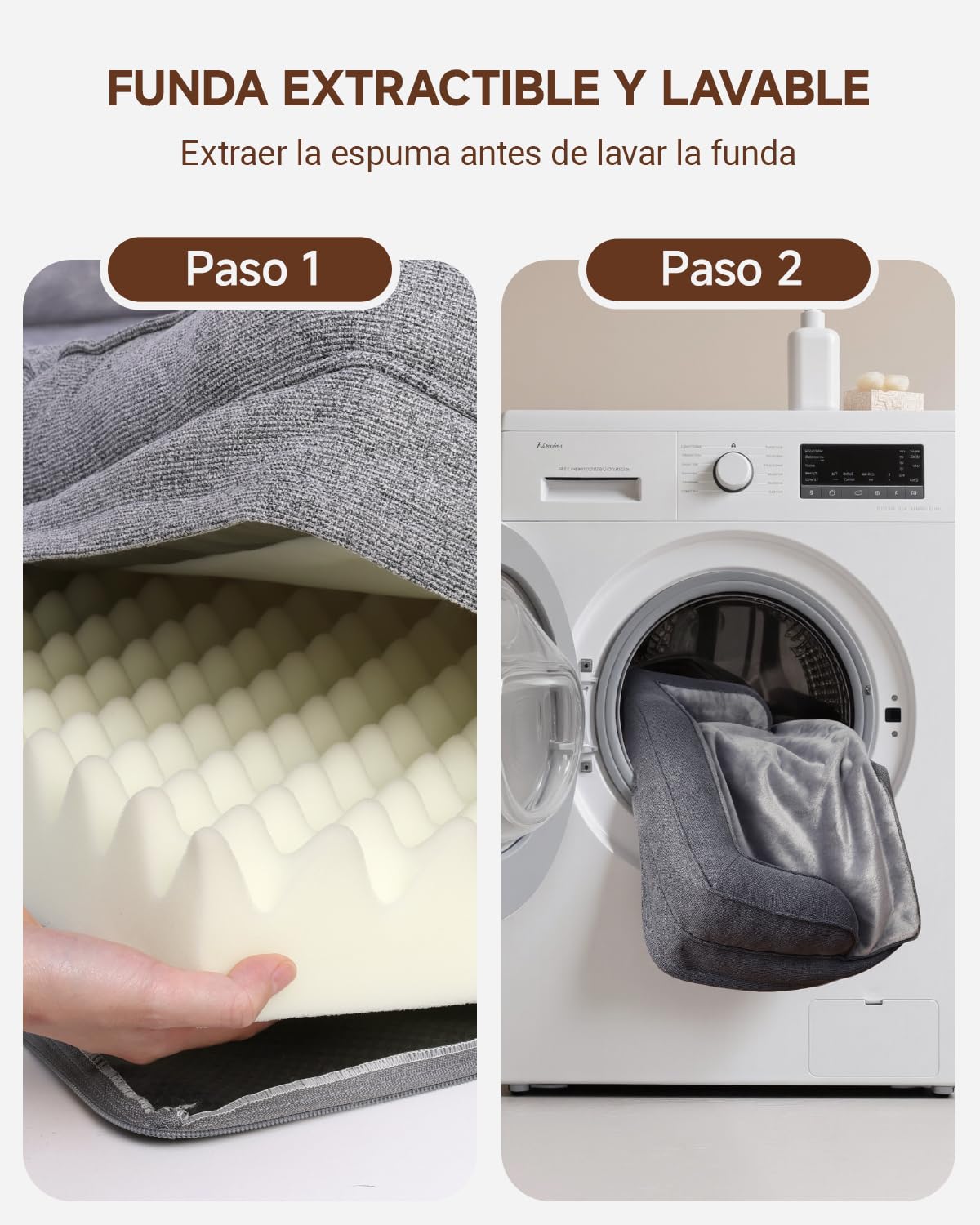 KSIIA Cama ortopédica extragrande para perros XL impermeable con refuerzo en forma de U, funda extraíble lavable y parte inferior antideslizante, gris, 104 x 68 x 17 cm