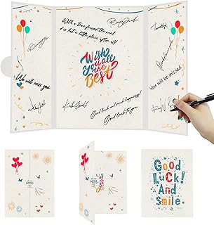 Farewell Guest Book Alternative, Farewell Gifts for Coworkers Friends, We Will Miss You Happy Retirement Party Decorations, Farewell Card for Women Men, Good Luck and Smile Signature Board