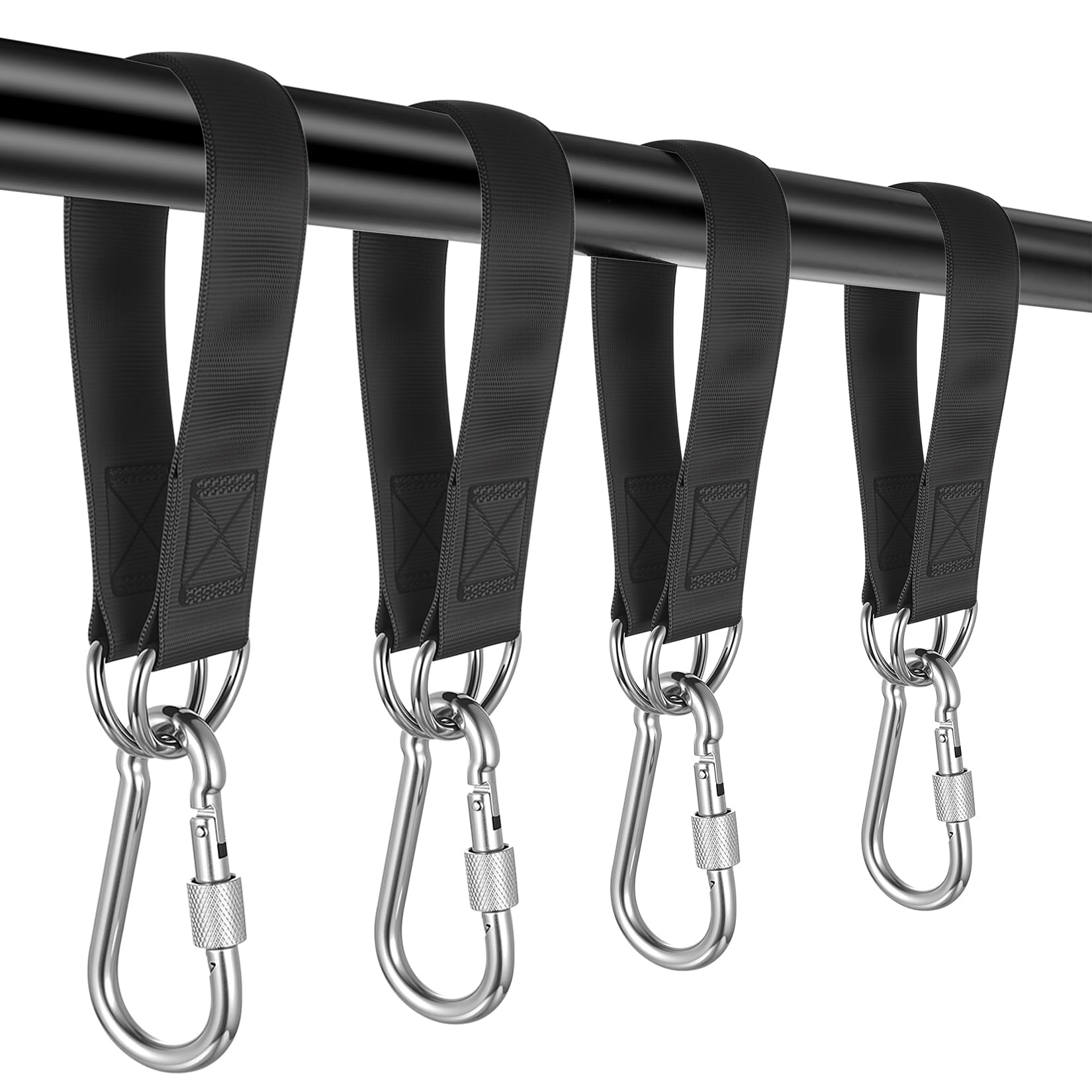 SANDUNKEJI 4 Pcs Hammock Straps Tree Swing Straps Hanging Kit, 30cm Heavy Duty Adjustable Hanging Hammock Tree Strapswith 4 Carabiner Hooks, for Outdoor Garden Camping Chair Swing Rope