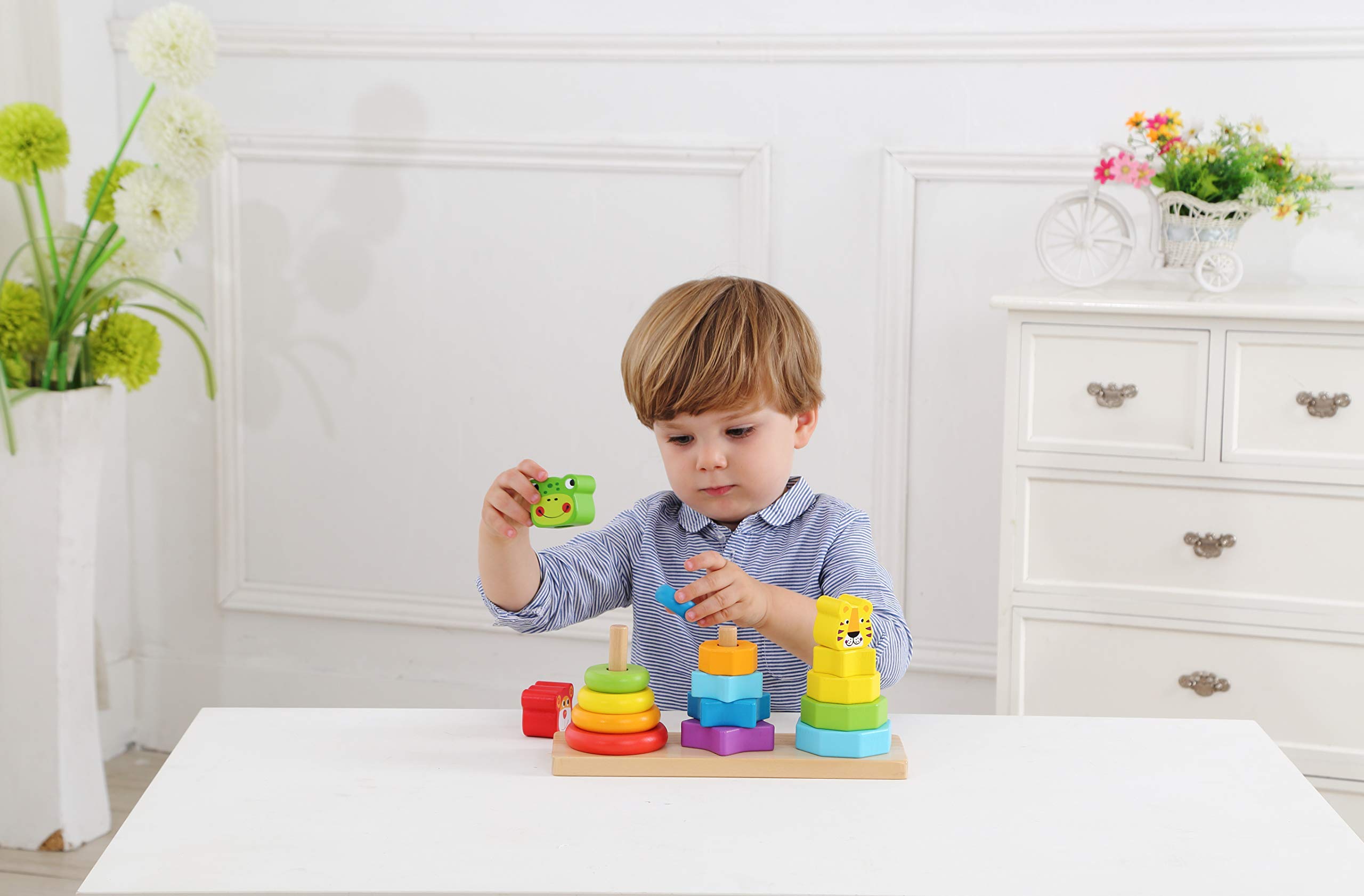 Buy Woody Treasures Wooden Stacking Toys for 1 2 3 Year Olds Baby