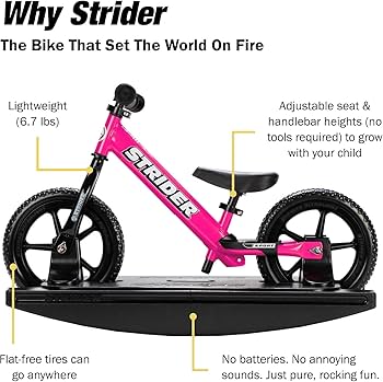 新品　STRIDER ストライダースポーツ ピンク 12インチ ロッキングベース Amazon.co.jp: Strider 12インチ スポーツバイク (ピンク) +