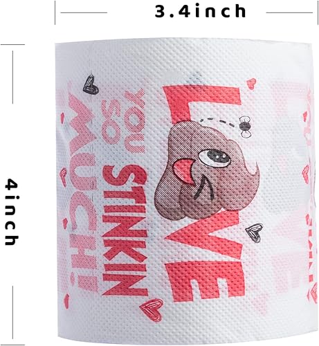 Miniatura 4 de JOYIN 3 rollos de papel higiénico divertido para el día de San Valentín, 200 hojas de papel higiénico para él, papel higiénico de broma feliz y